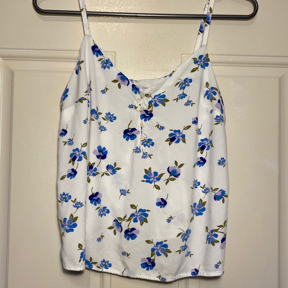 White and Blue Floral Blouse